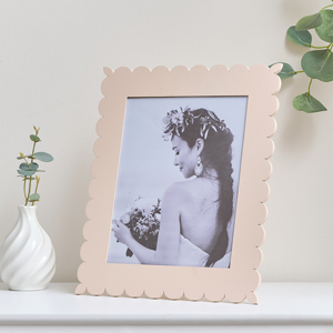 Large Pink Scalloped Portrait Photo Frame