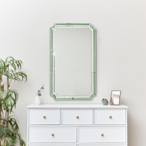 Rectangle Green Glass Art Deco Wall Mirror