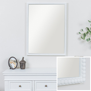 Rectangle White Bobbin Bobble Wall Mirror