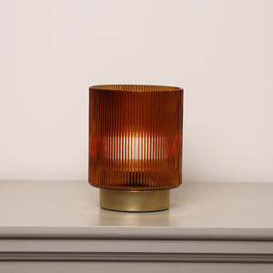 Rust Orange Ribbed Glass Ambient Table Lamp