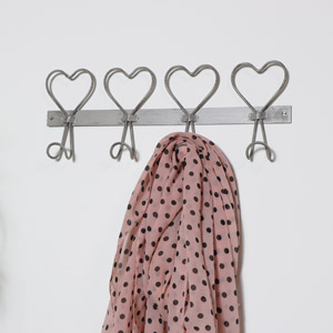 Rustic Metal Heart Coat Hooks