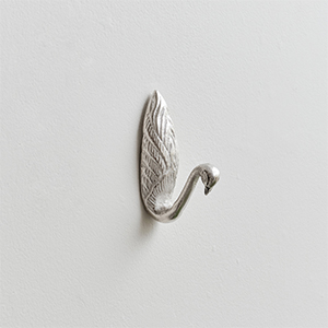 Silver Metal Swan Wall Hooks