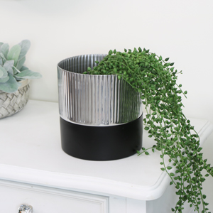 Small Black & Silver Metal Planter