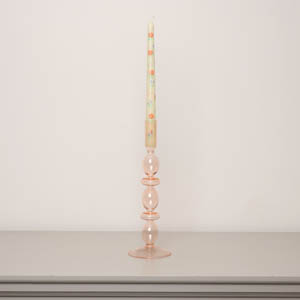 Tall Pale Pink Glass Candle Holder - 27cm