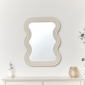 Taupe Wiggle Framed Wall Mirror - 85cm x 60cm